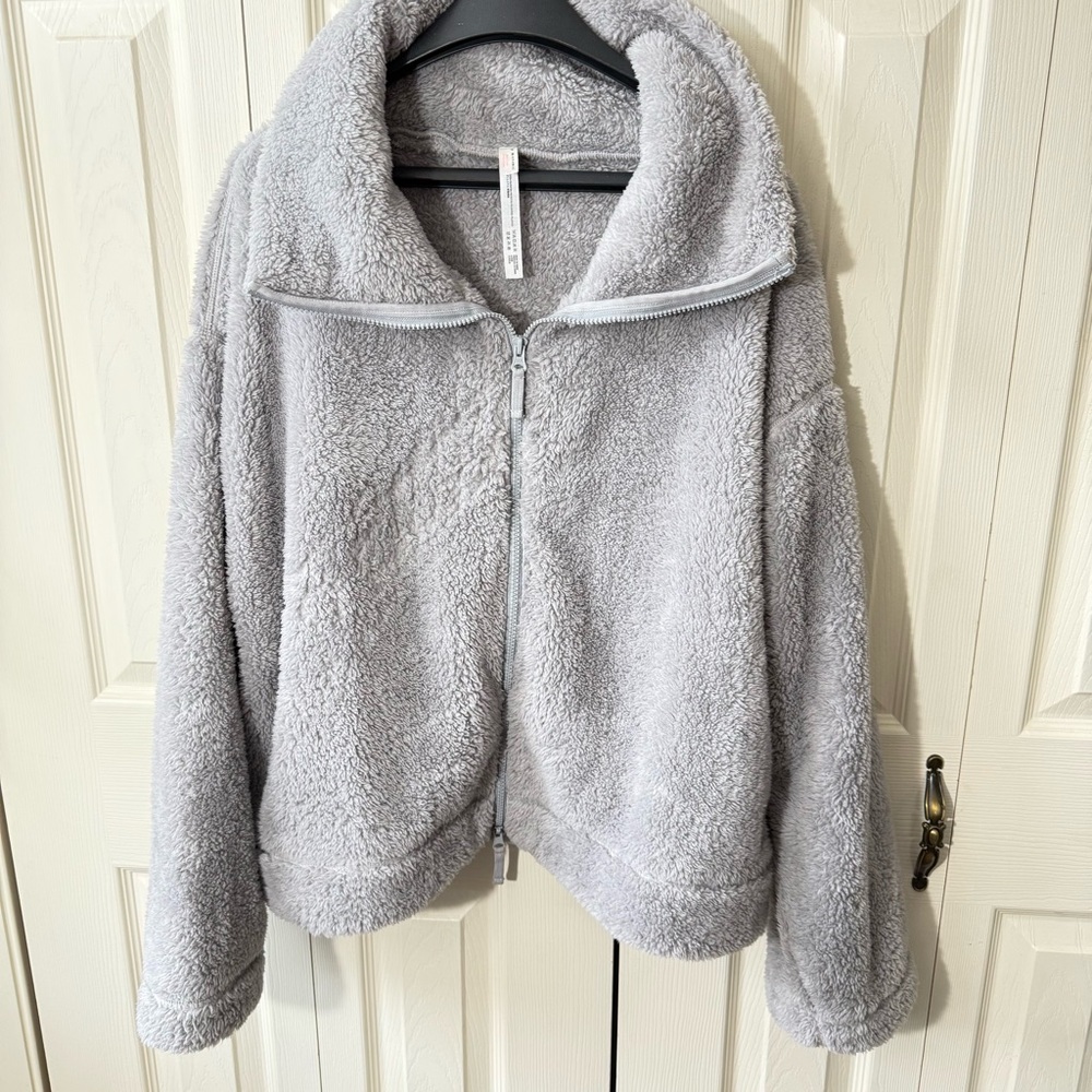 Free People Movement Sherpa Fleece Teddy High Neck Jacket Women’s Size Large - Picture 8 of 11